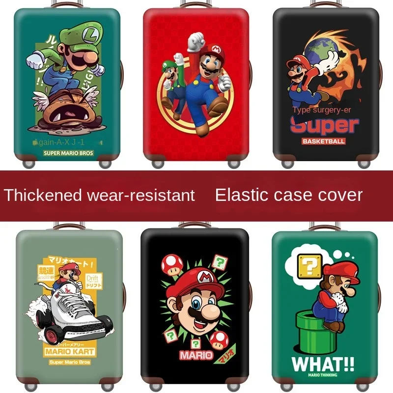 Super Mario Cartoon Luggage Protective Cover Anime Pattern 18-32 Inch Bag Suitcase Case Cute Thick Elastic Luggage Protective