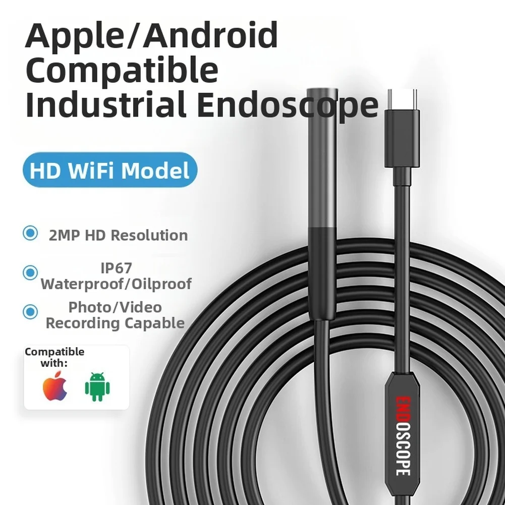 

Endoscopes Inspection Camera For Android Systems, 8mm WiFi Dual-Lens Industrial Inspection Equipment, Type-C Interface