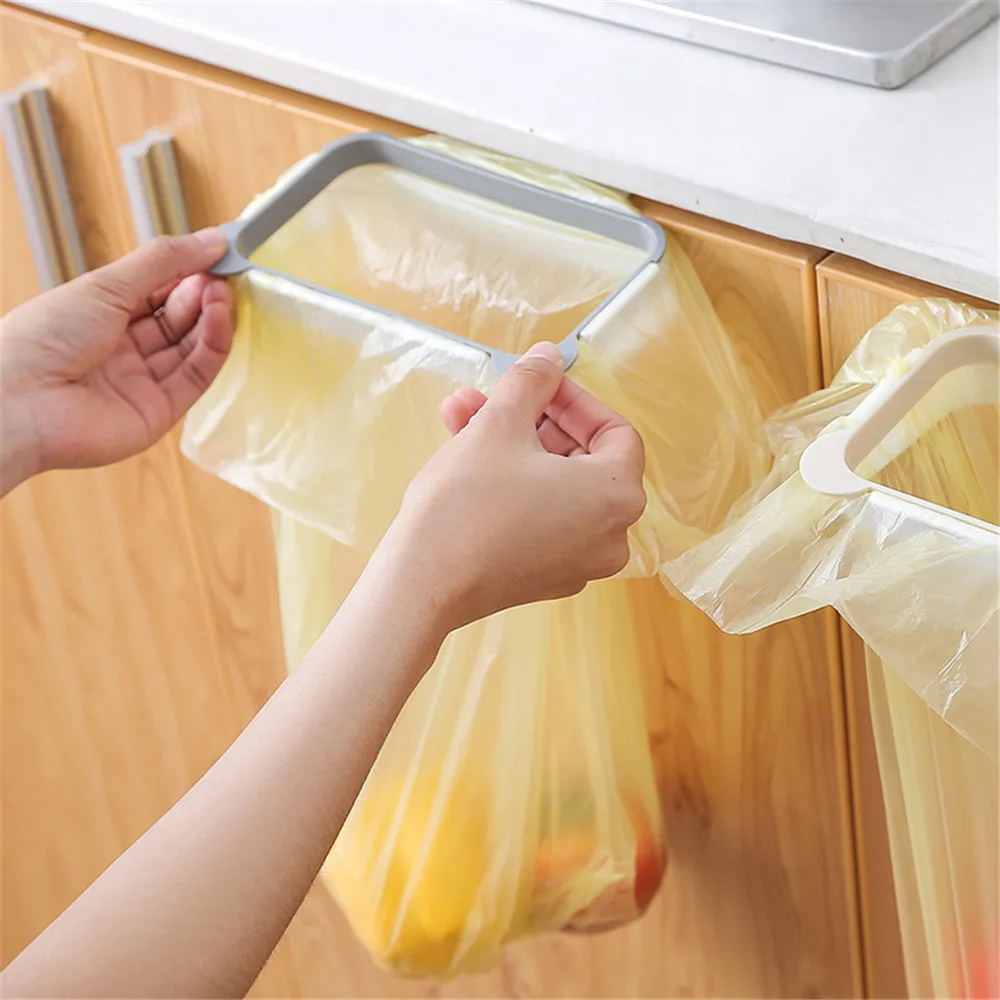 Cupboard Stand Trash Storage Hanging Garbage Bag Holder Plastic Kitchen Cabinet Door Back Portable Kitchen Gadgets