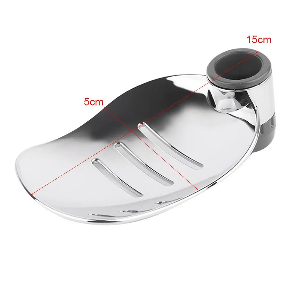 22/24/25MM Shower Soap Dish Holder Modern Chrome Adjustable Bathroom Tool Leaf Shape Tray for Shower Rods and Lift Rods