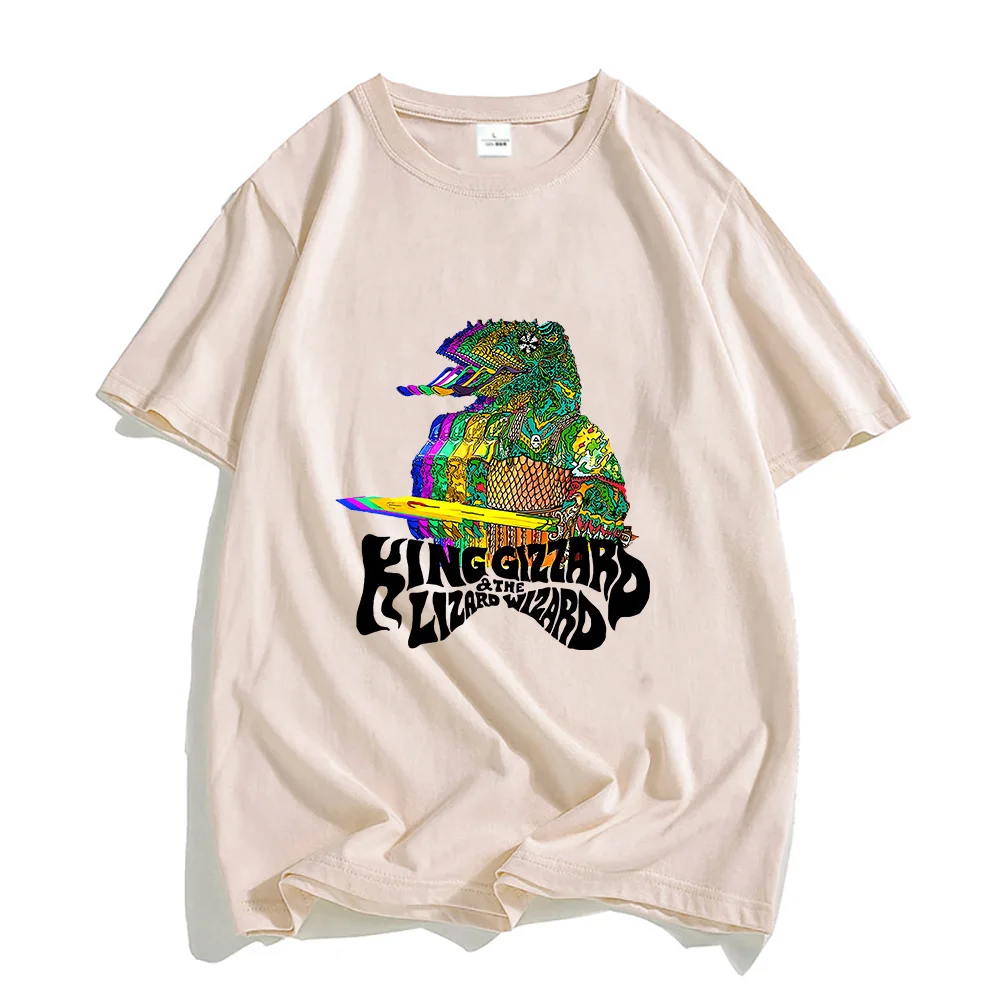 King Gizzard & The Lizard Wizard T-shirts MEN Science Fiction T Shirts 100% Cotton Chameleon Tshirts Four Seasons Slight Strech