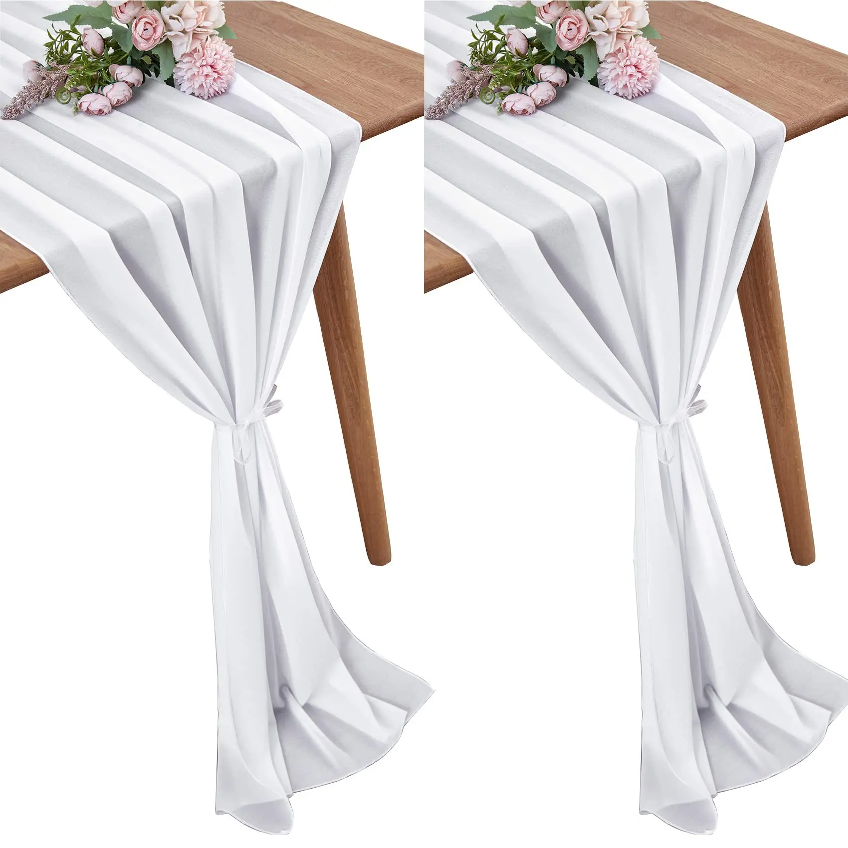 2/10 pcs Pearl Chiffon Table Runner European Simple Style Solid Color Table Runner Hotel Wedding Banquet Dining-Table Decoration