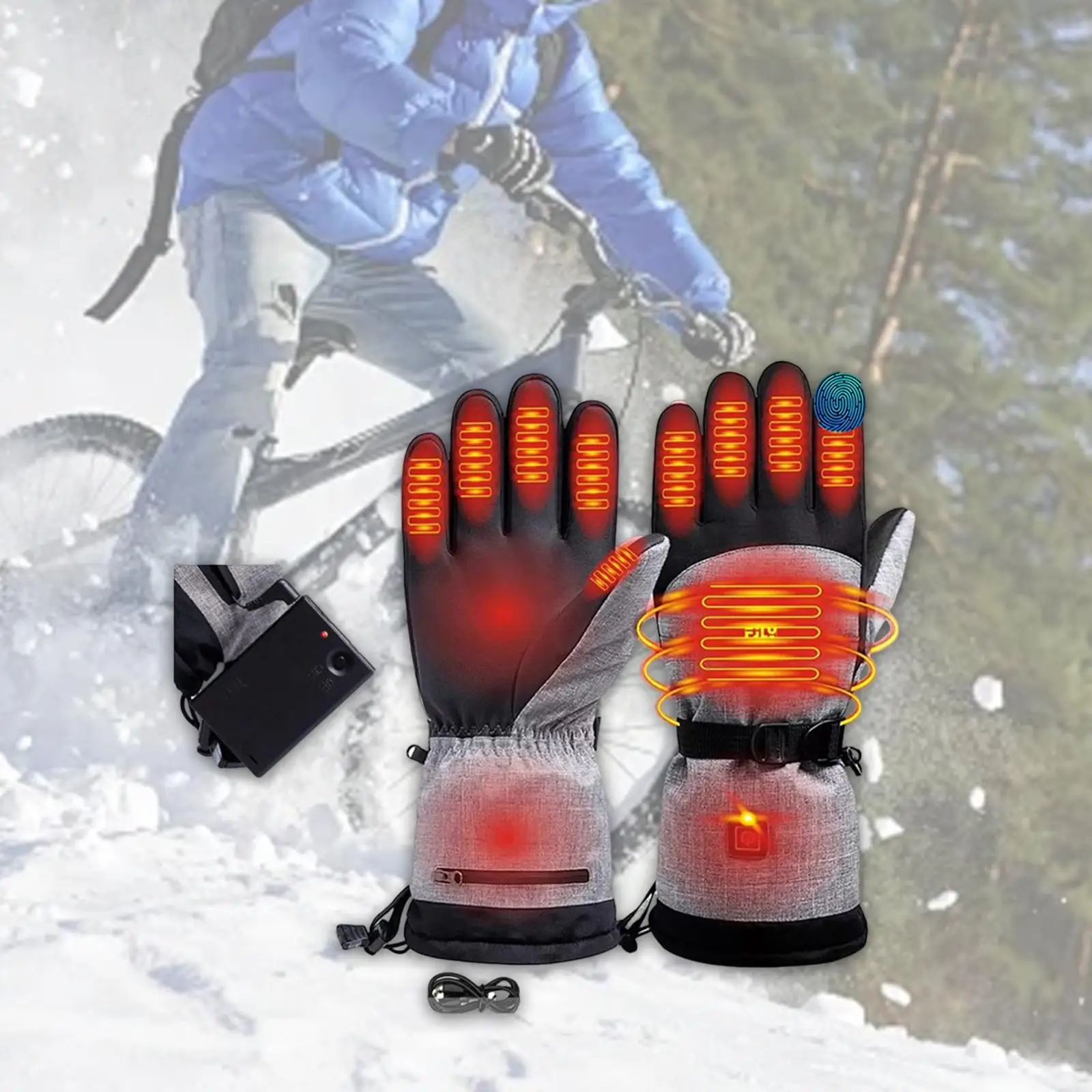 Heated Gloves Winter Gloves Pair Waterproof Windproof Modern Nonslip Hand Warmer