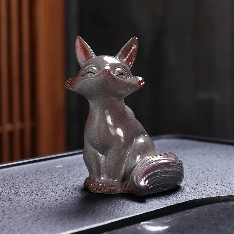 Tea Ceremony Accessories New Fox Color-changing Tea Pet Ornaments Creative Home Small Fox Tea Play Desktop Figurines Decoration