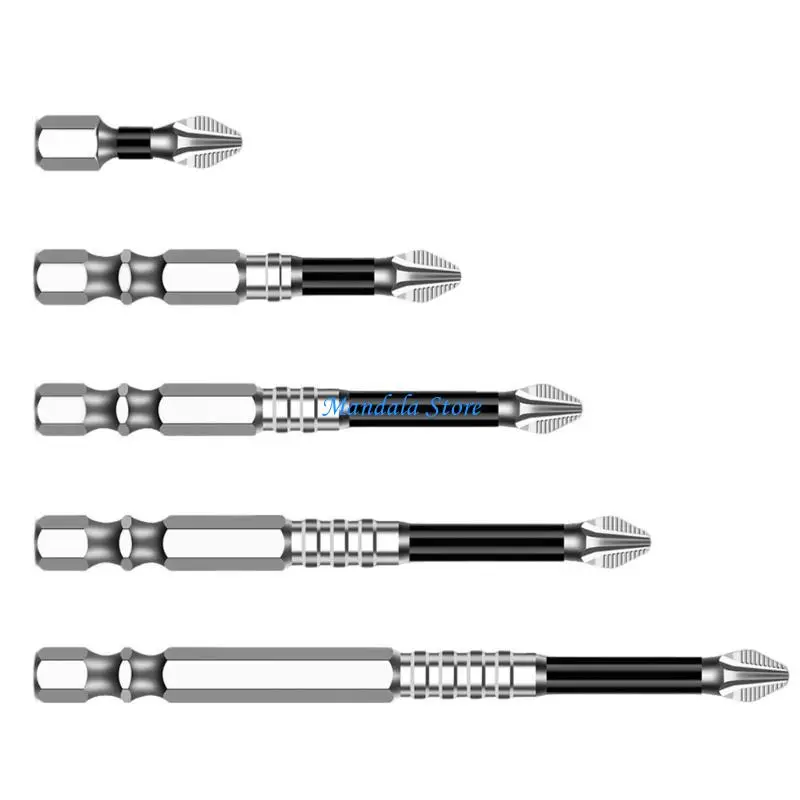 U2JC Pack of 6 Nonslip Crosses Head Screwdriver Bits Alloy Steel Impact Driver Bits Set for Home & Professional Use