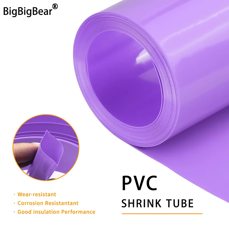 

1~20m PVC Heat Shrink Tube Lithium Case Wrap Purple 23~130mm Cable Sleeve 18650 Lipo Battery Pack Protection Insulated Film
