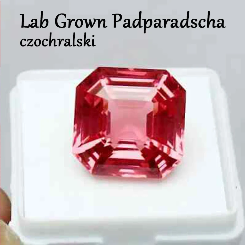 New Padparadscha Color Sapphire Asscher Cut Lab Grown  Loose Gemstone With AGL Certificate Charms for Jewelry Making