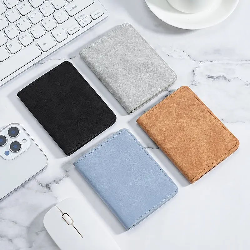 Card bag man ultra-thin mini wallet, multi-functional driver's license leather case, multi-slot ID card case, anti-demagnetizati