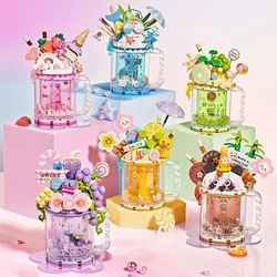 Building blocks milk tea cup model decoration building blocks to assemble toy gifts