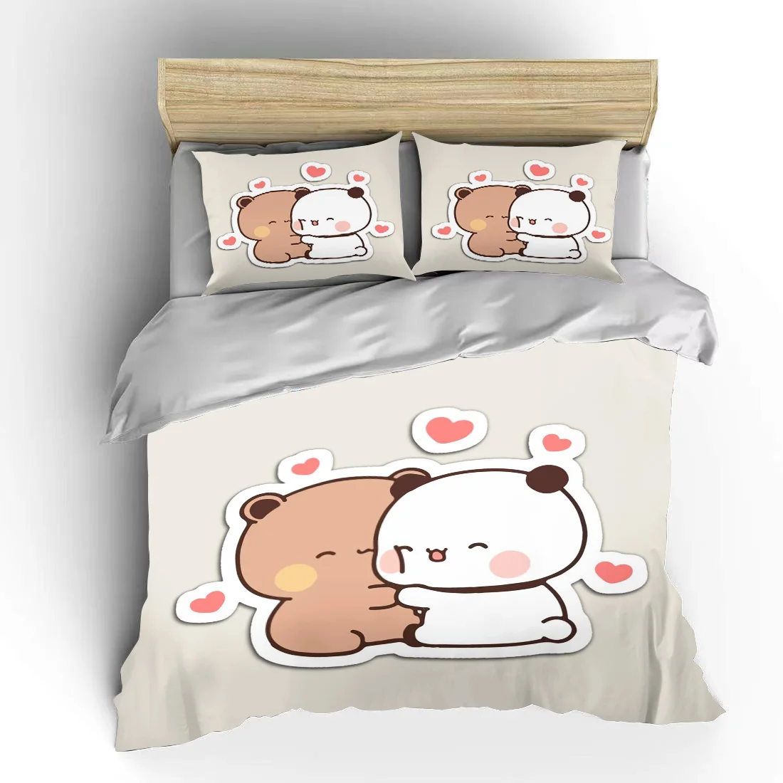 

Bubu Dudu Cartoon Cute Bear Kawaii Christmas Gift King Twin Double Child Bedding Set Microfiber or Polyester Duvet Cover Set