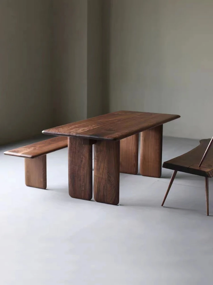 Solid wood dining table, modern household living room, rectangular dining table image 2