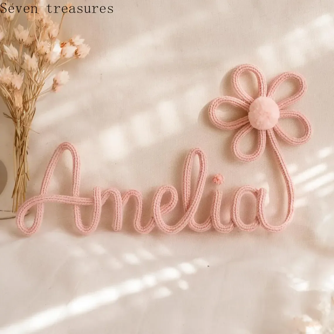 

Personalized custom yarn, name, newborn gift, knitting, handmade production, gift for children, couple, wall decoration