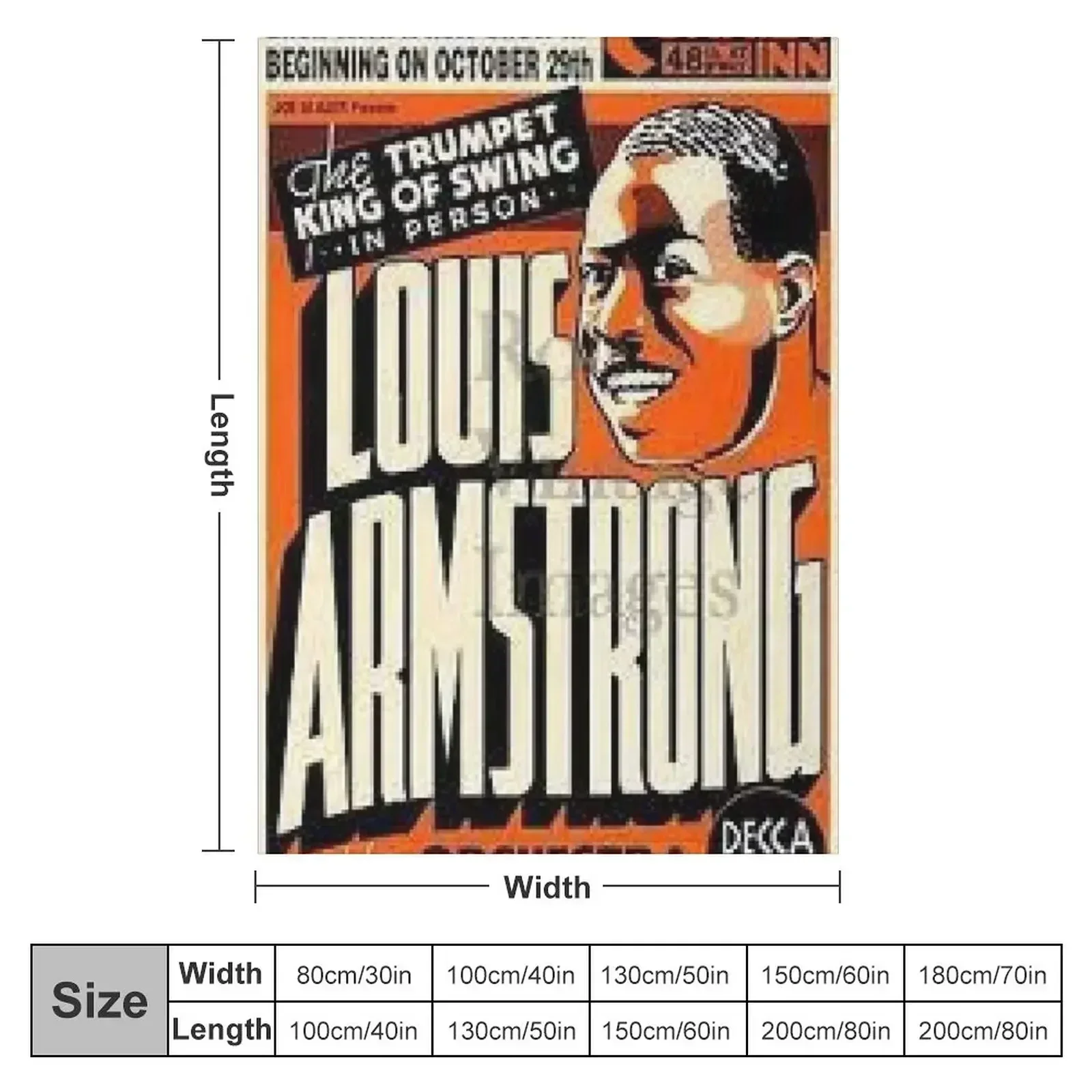 Louis Armstrong Retro poster Throw Blanket couch cozy soft plush fuzzy picnic outdoor blanket