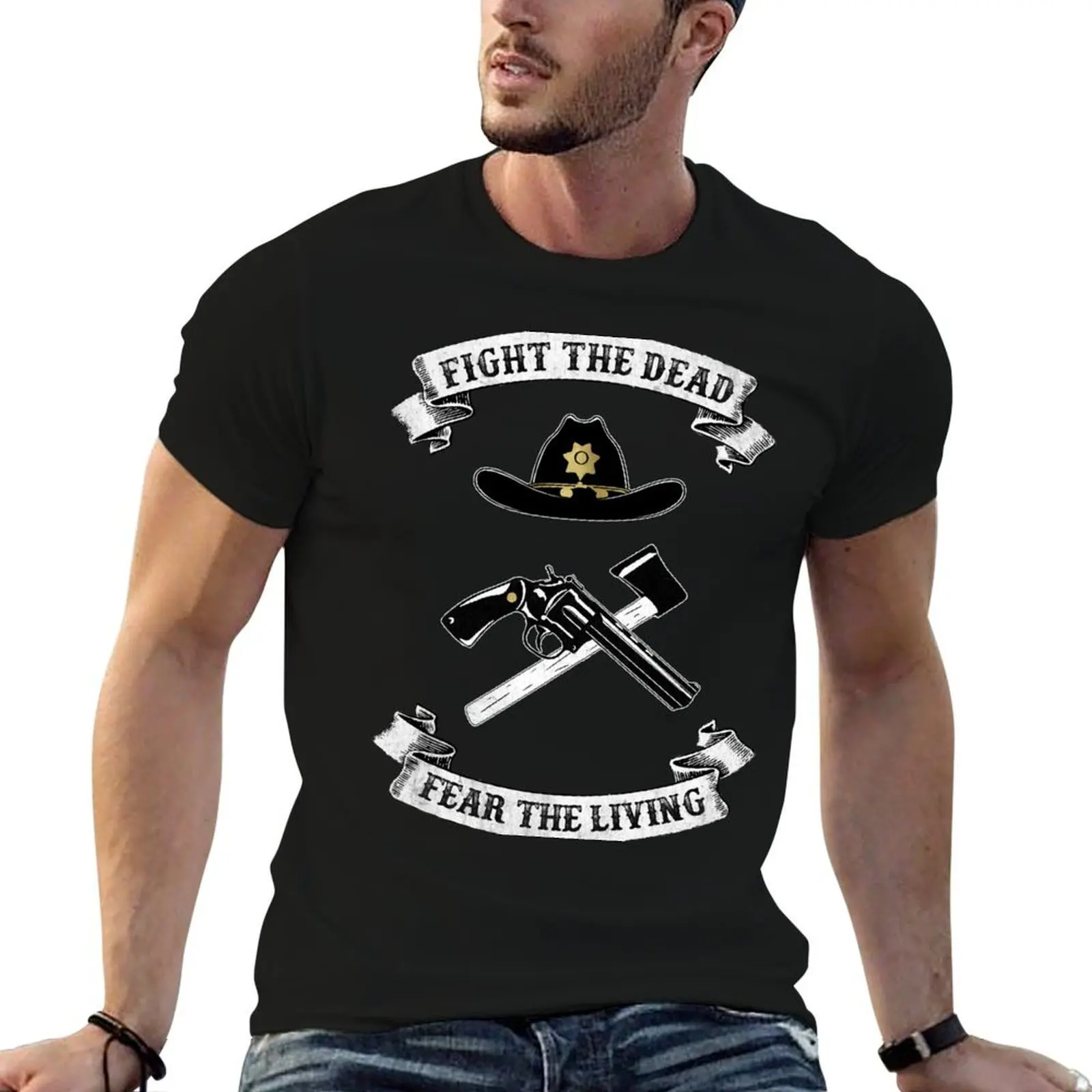 

Fight The Dead Fear The Living T-Shirt t shirt men 100% cotton luxury brand t shirt man cotton man tshirt T-shirt