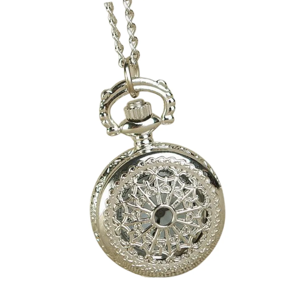1 pc Silver Plated Retro Style Pocket Watch With Chain Decorative Quartz Watch For Clothes Perfect Gift Wedding Birthday For