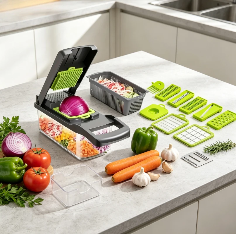 Portable Vegetable Cutter Slicer Shredder, Multifunctional Grater Tool for Carrot Potato, Fruit Veggie Prep Family Kitchen Use