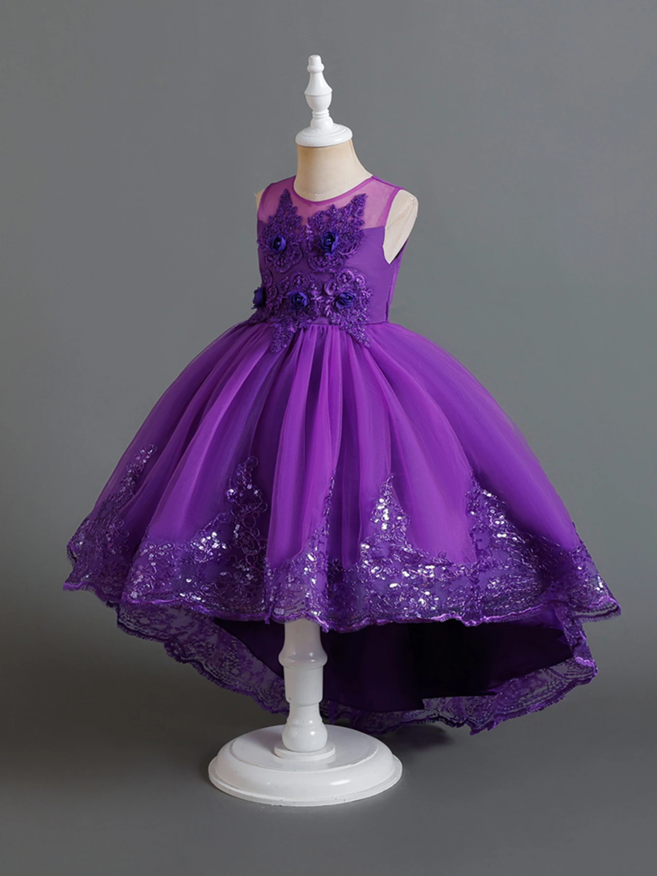 Purple Girl Wedding Flower Girl Bridesmaid Dress Suitable for Embroidered Party Dresses for Girls Aged 3 to 12