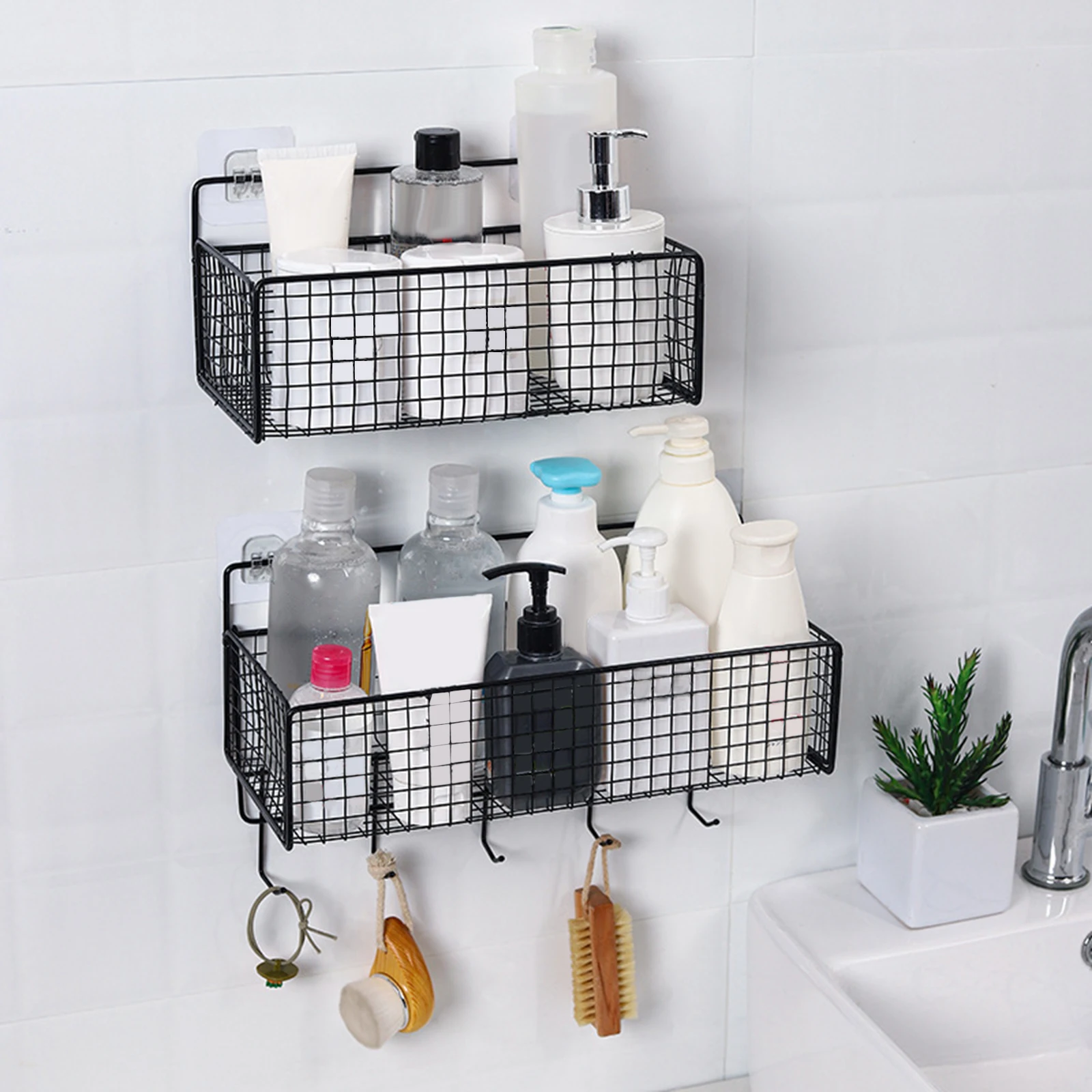 Metal Wall Hanging Storage Basket Sink Organization Over Cabinet Door Organizer Basket for Bathroom Kitchen Living Room