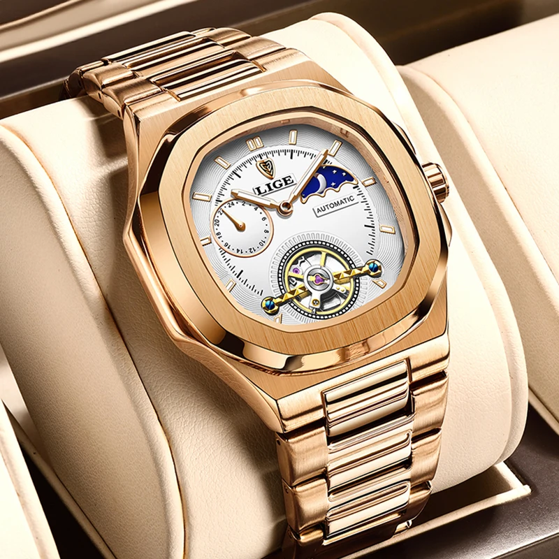 

LIGE Original Brand Luxury Men's Mechanical Wristwatches Fashion Business Watch Men Military Waterproof Automatic Watch For Men