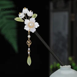 Chinese Retro Fashion Hair Sticks Forks Wooden Handmade Hairpins and Clips Hair Bun Holder for Women and Girls Flower Jewelry