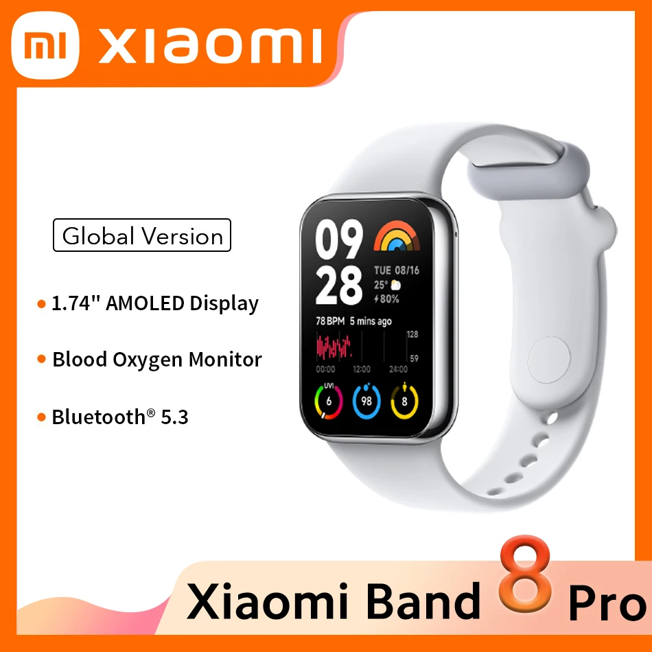 Versione globale Xiaomi Smart Band 8 Pro 1.74 "AMOLED 5ATM Bluetooth 5.3 GNSS 150 + modalità sportive fino a 14 giorni batteria Mi bracciale