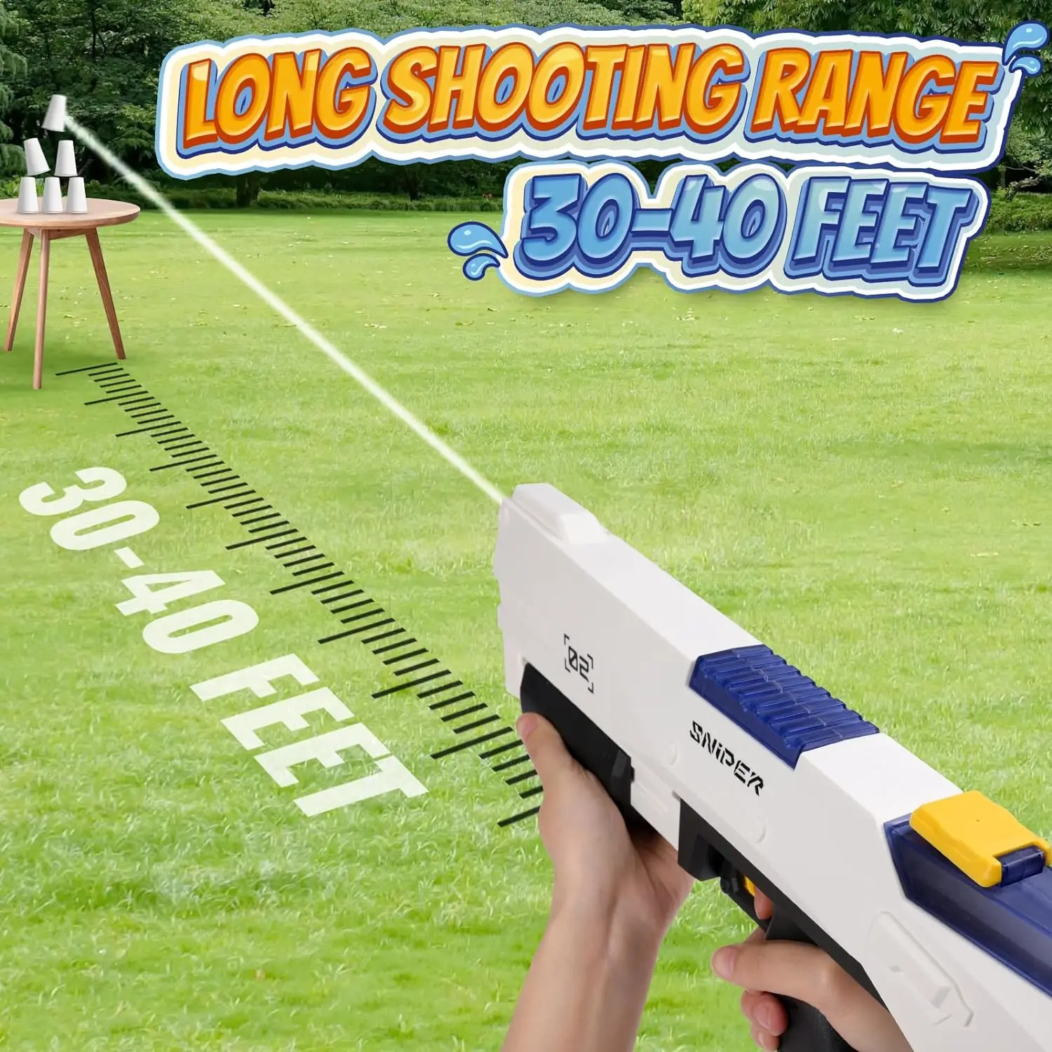 Full Electric Automatic Water Storage Gun ,Portable Children Summer Beach Outdoor Fight Fantasy Toys for Boys Kids Game