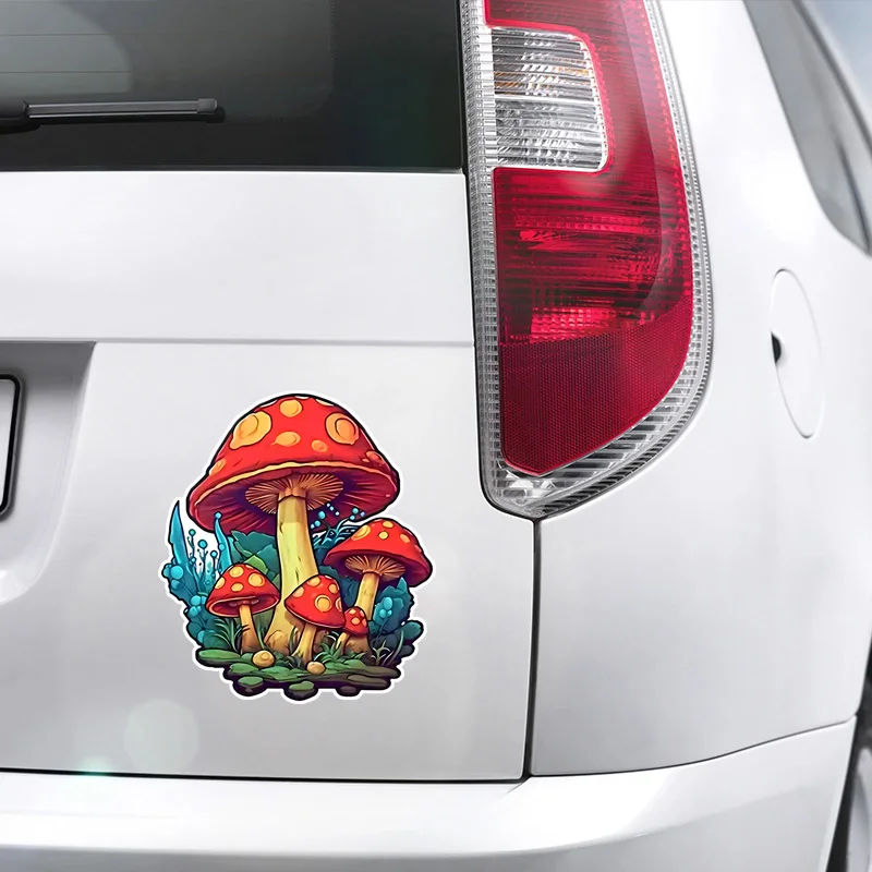 Fantasy Mushroom Vinyl Stickers Waterproof Car Decals For Glass Window Car Window No Holes Flat