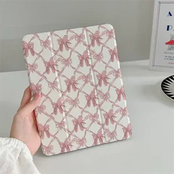 Korean Pink Bow Tablet Case for Apple iPad Air 2024 Pro 11 inch Air 5/4 10.9 10th 7/8/9 10.2 Air 3 10.5 inch mini 6/5/4 Cover