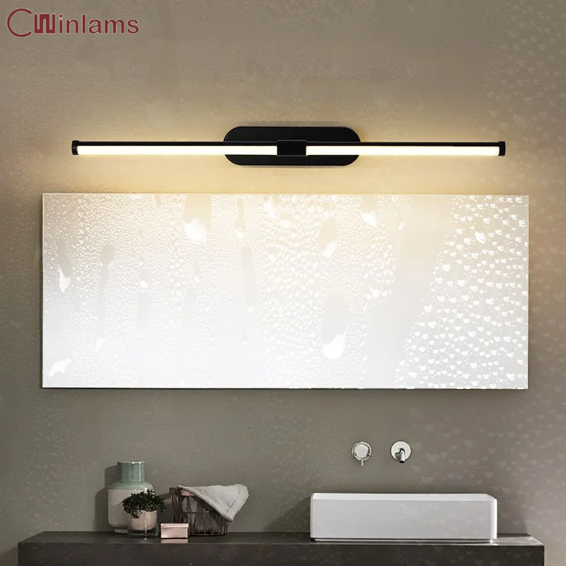 

Simple Waterproof Anti Fog Free Punching Bathroom Mirror Cabinet Cosmetic Mirror Long Lamp LED Bathroom Mirror Headlight