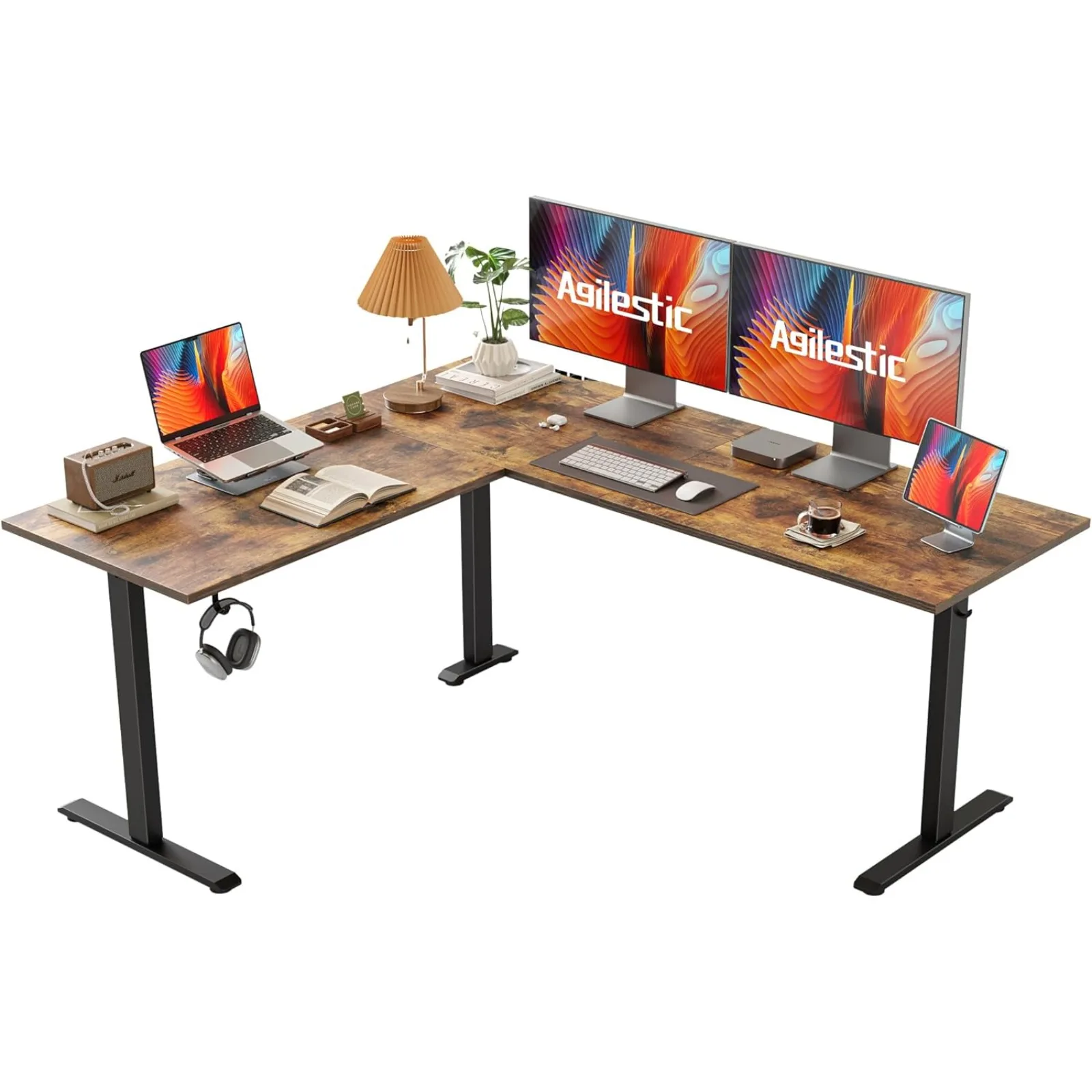 

US L Shaped Standing Desk Adjustable Height, Electric Corner Standing Desk, 63 x 55 inch Sit Stand Computer Table with Splice