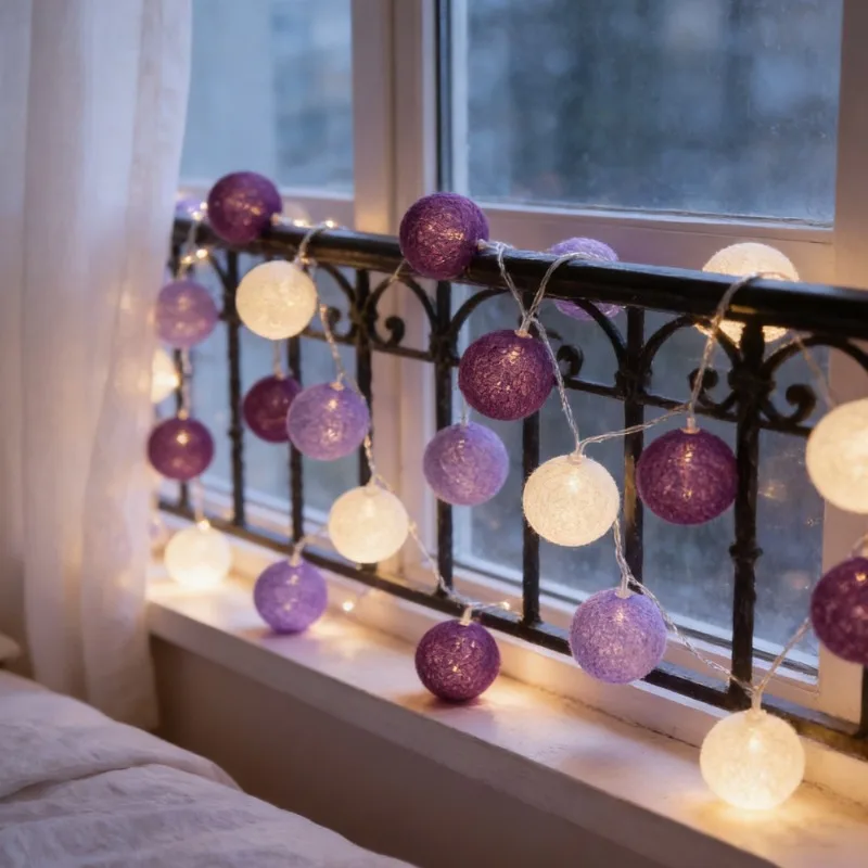 10/20LED String Lights Battery Cotton Balls Christmas Garland Fairy Light Novelty Lamp Chain for Home Wedding Party Decoration