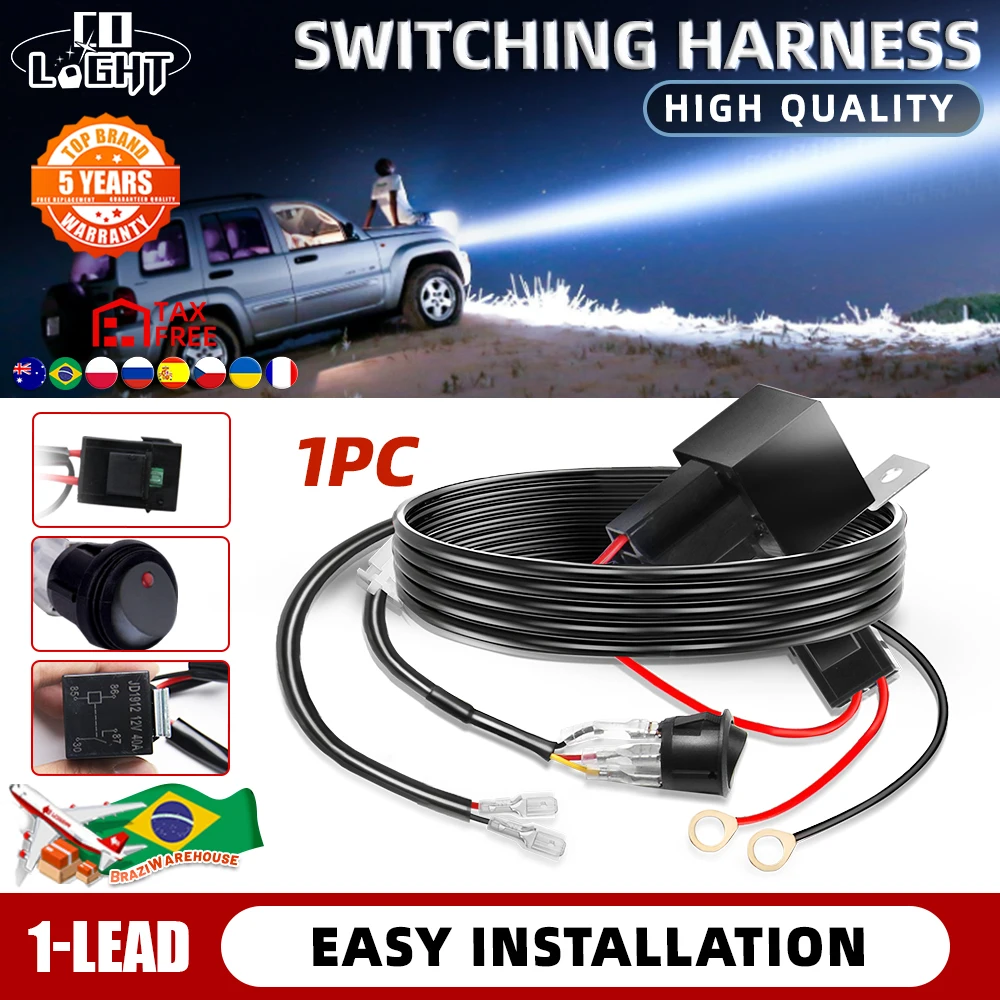 CO LIGHT LED Light Bar Wiring Harness Kit Universal LED Work Light Bar Wiring Harness 12V for Off-Road Vehicles