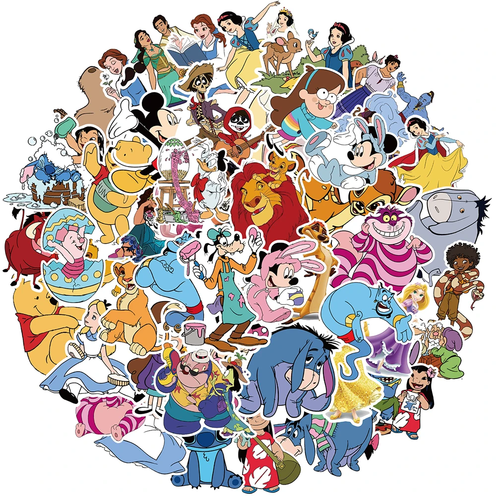 

10/30/50/100pcs Mixed Disney Series Anime Stickers Cartoon Stitch Mickey Mouse Snow White Decal DIY Phone Diary Kids Sticker Toy