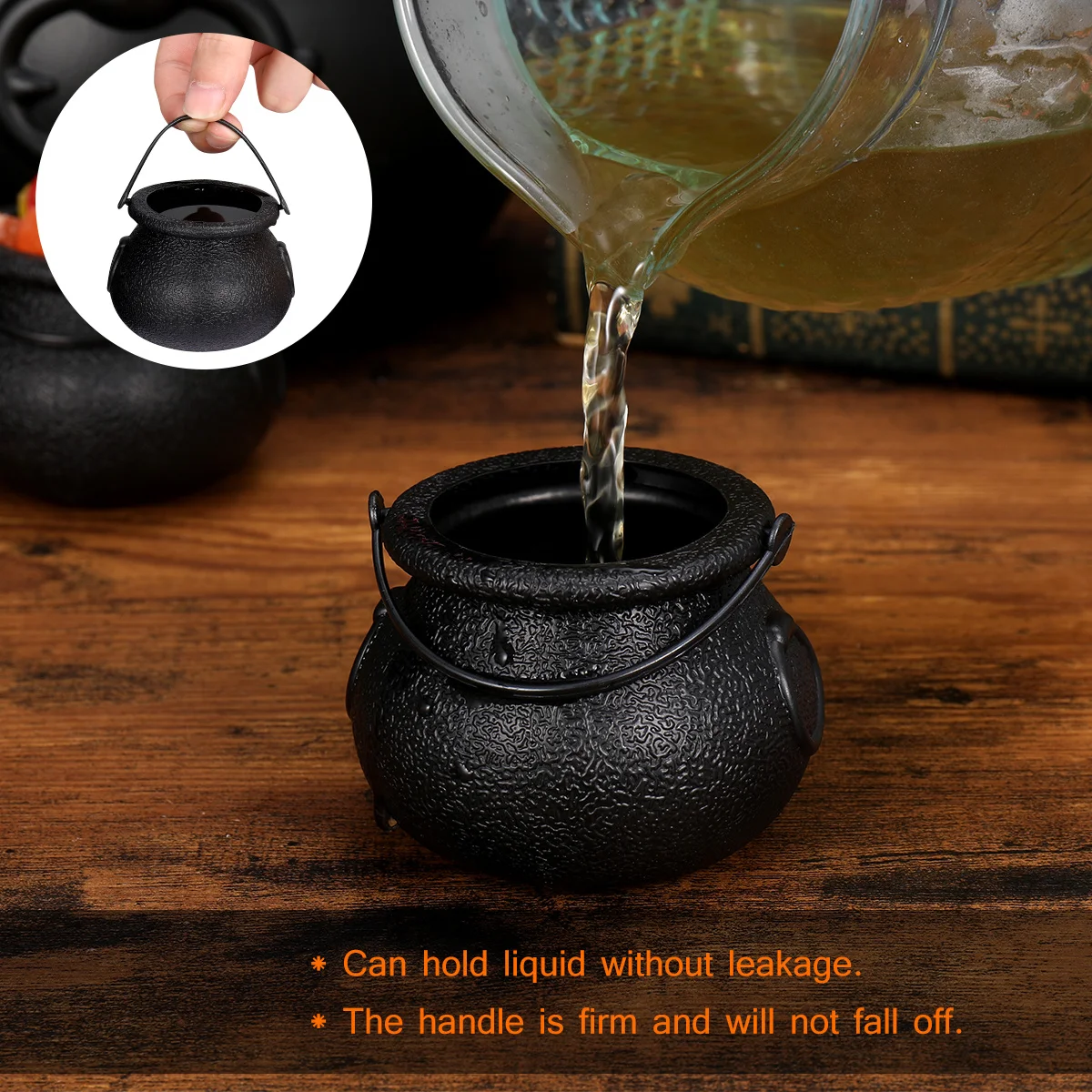 

12pcs Halloween Black Cauldrons 1 Large 11 Small Mini Candy Kettles Novelty Cauldron Witch Party Decor Treats Storage Pot For