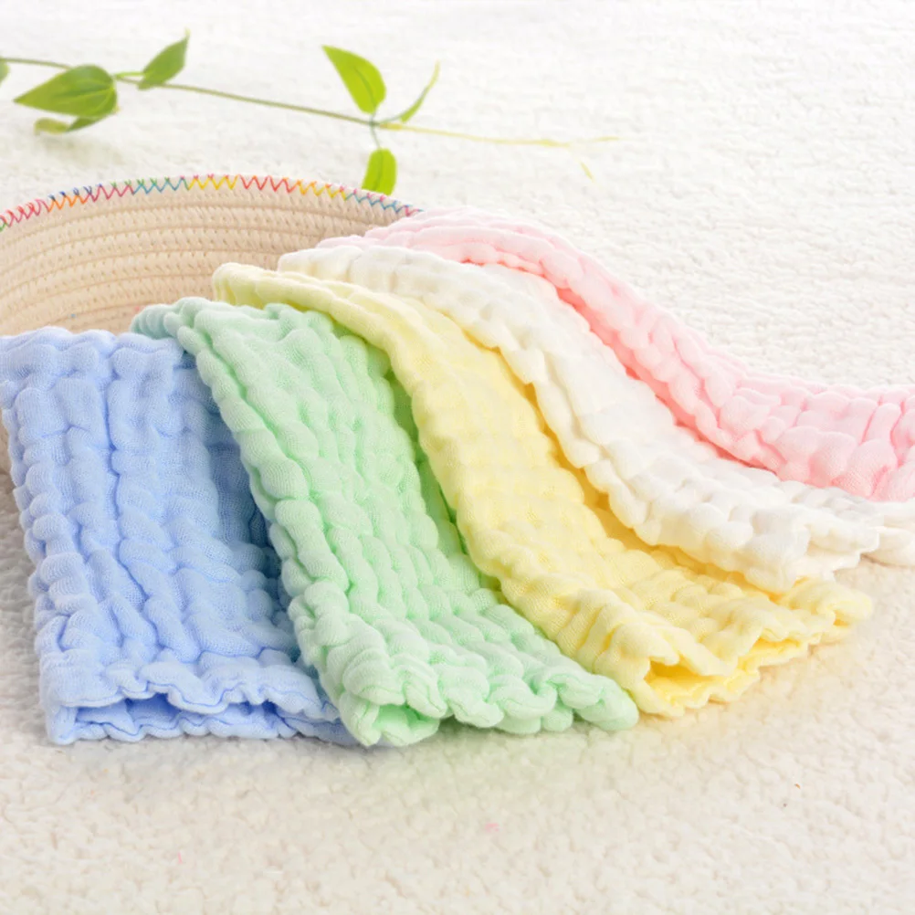 Asciugamano quadrato per bambini in garza a sei strati di puro cotone Colore giallo Morbido forte assorbimento Panno per ruttino a mano per il viso Panno per ruttino