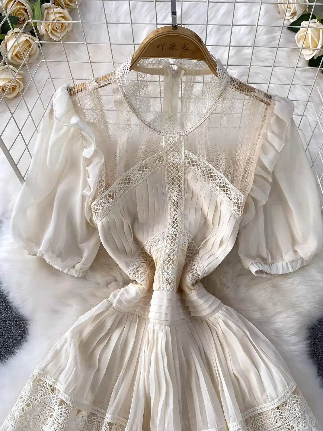 Elegant Hollow Out เค้กยาวชุดชีฟองผู้หญิงฤดูร้อนแขนสั้นถักโครเชต์ Midi หญิงพรหมชุดราตรี Vestidos