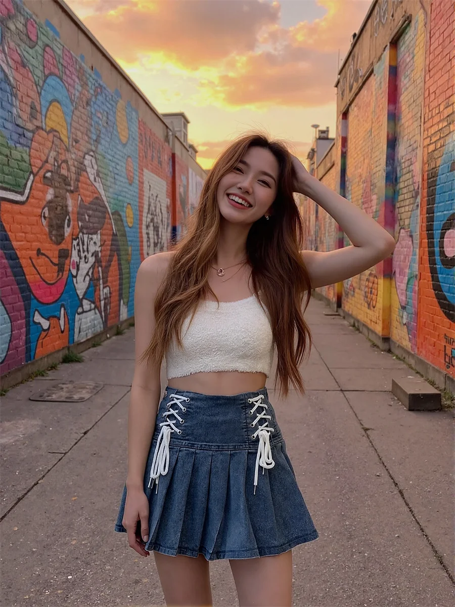 

Джинсовые мини-юбки на шнуровке, женские аппликации, вышивка, блестки, ушко, многослойные рюши, шикарные лоскутные современные струящиеся художественные подкладки