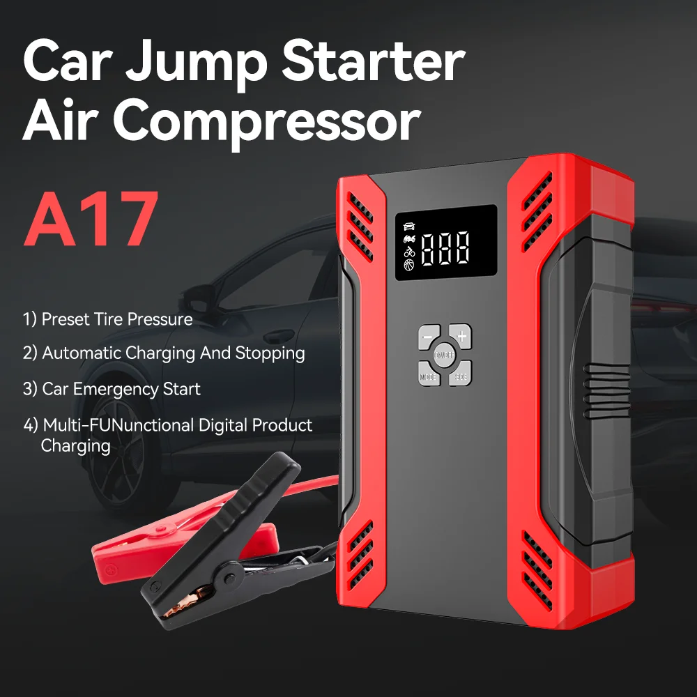 4 In 1 Car Jump Starter Air Compressor 150PSI 12V Portable Power Bank Tire Pump Emergency Battery Charger Tire Inflator Pump