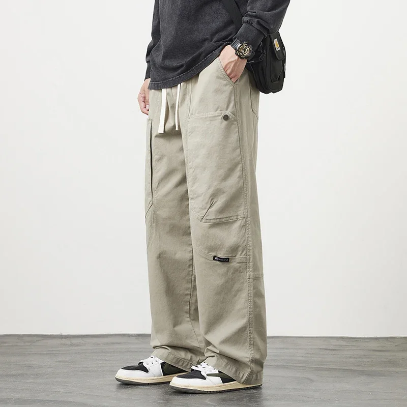 

Autumn New Straight Casual Pants Wide Leg Cargo Pants Men Trousers Neutral Loose Casual Cotton Outdoor Fashion Pant Big Size 8xl