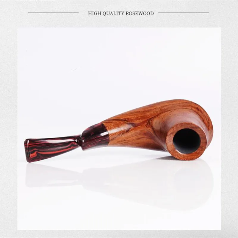 Tobacco Rosewood Solid Wood Pipe 3mm Channel Acrylic Curved Handle Hammer Pipe Gift