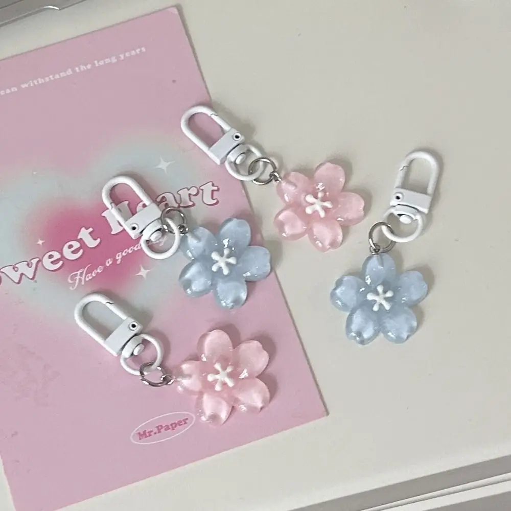 Simulated Sakura Key Chain Cherry Blossom Flower Jelly Sakura Pendant Keyring Keyring Romantic Translucent Flower Doll Pendant