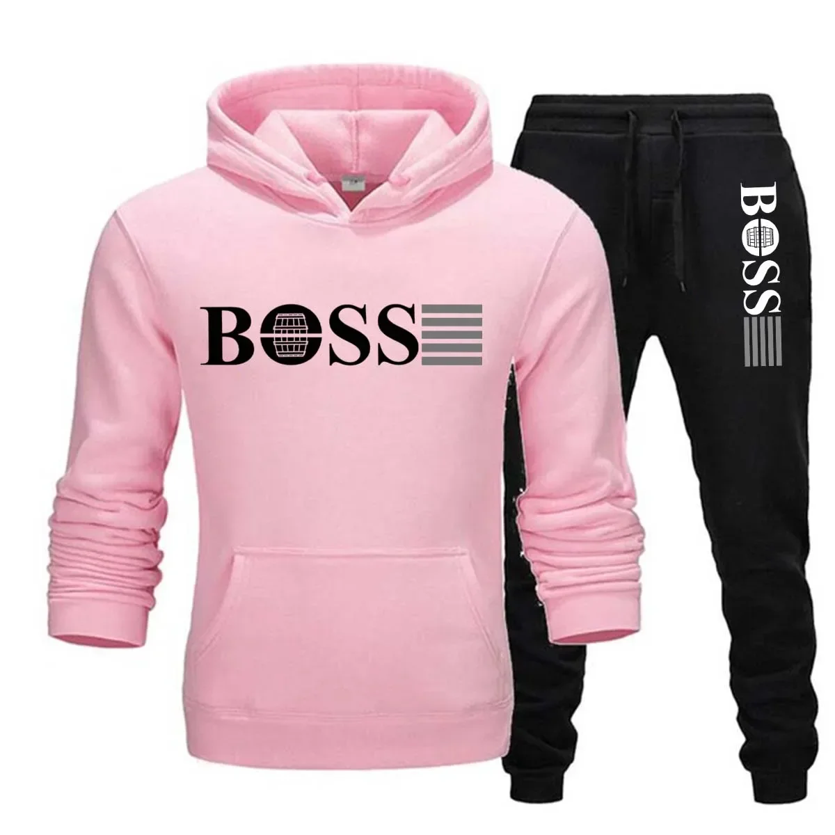 New autumn and winter men's hoodie sports suit, fashion outdoor men's and women's casual hooded sweatshirt + pants two-piece set