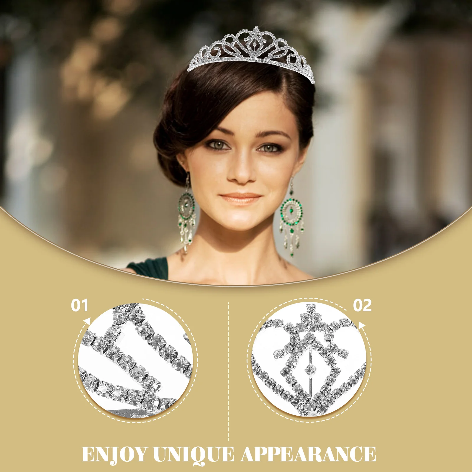 

Rhinestone Crown Wedding Bride Baroque Party Performance Decoration Tiara Hair Comb Ladies Accessories Cake