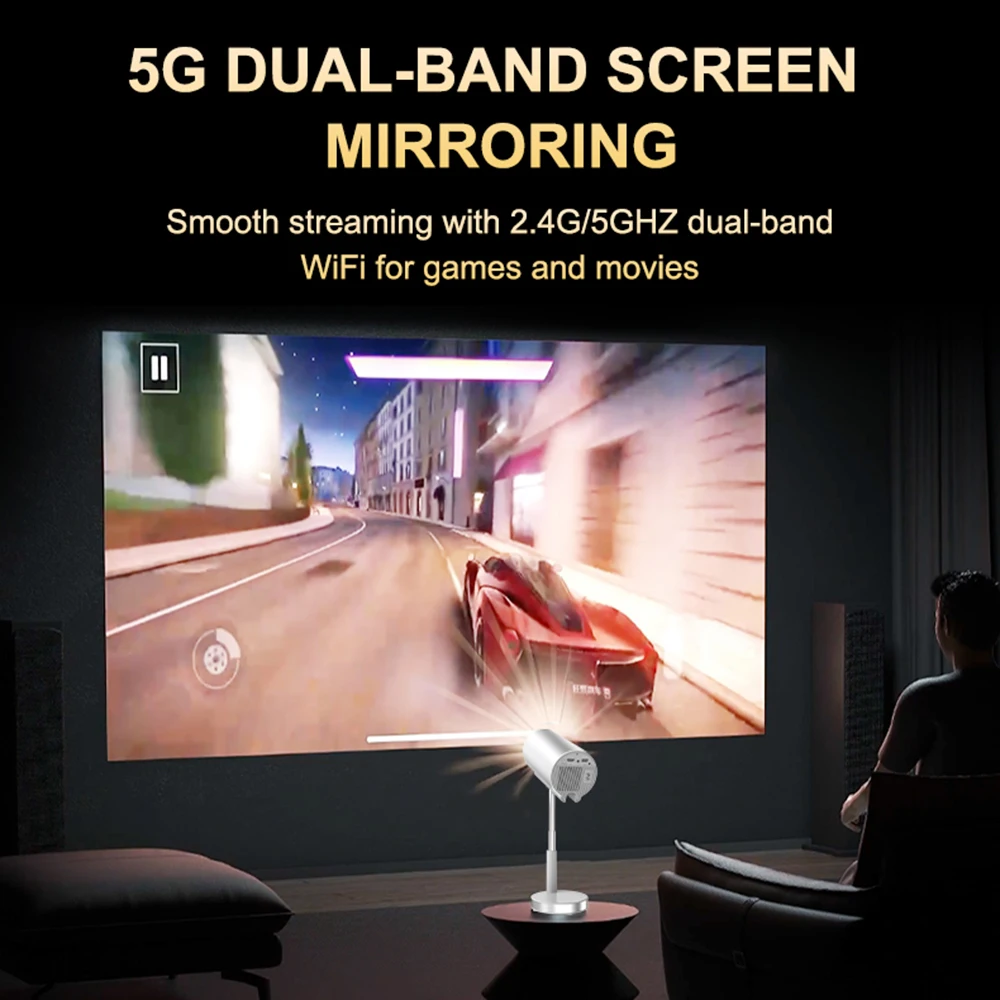 Retractable Projector 720P Home Theater Android 13 Video Projector Support 4K Decoding 120in Display Movie Projector with Retrac