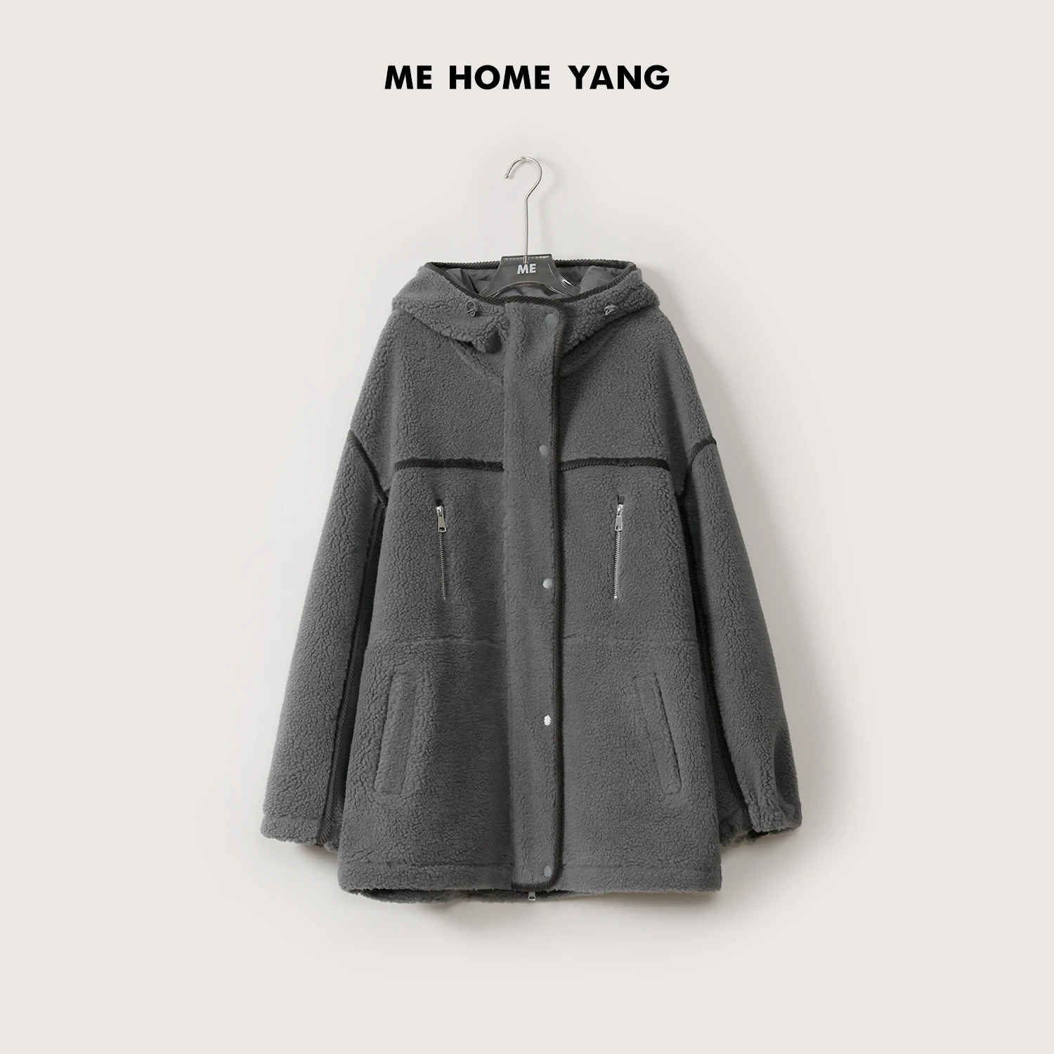 

Adventurer ME Thiened Wool Blend Furry Warm Hooded Coat MEQA475 Long Sve Mid-Length Polyester And Wool Blend Jaet