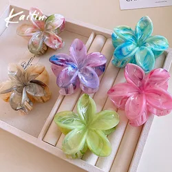 Fashion Women Beach Vacation Bohemia Egg Flower Hair Clips Tie-dye Flower Large Hair Claw Hairpin Women Girls Accessories