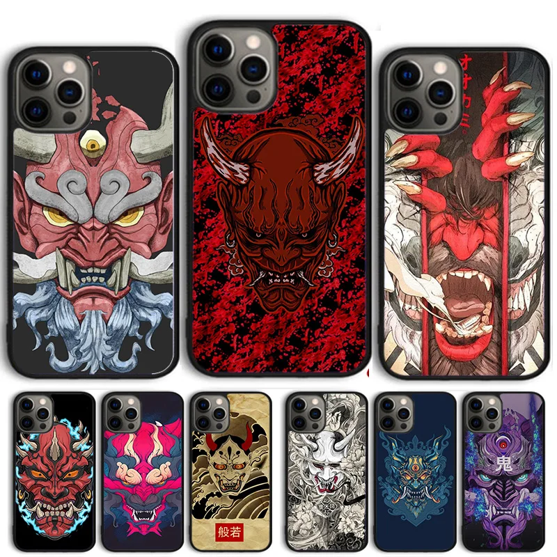 Oni Hannya Demon Mask Phone Case Cover For iPhone 15 16 11 13 14 Pro Max 12 mini Plus X XS Max XR Fundas