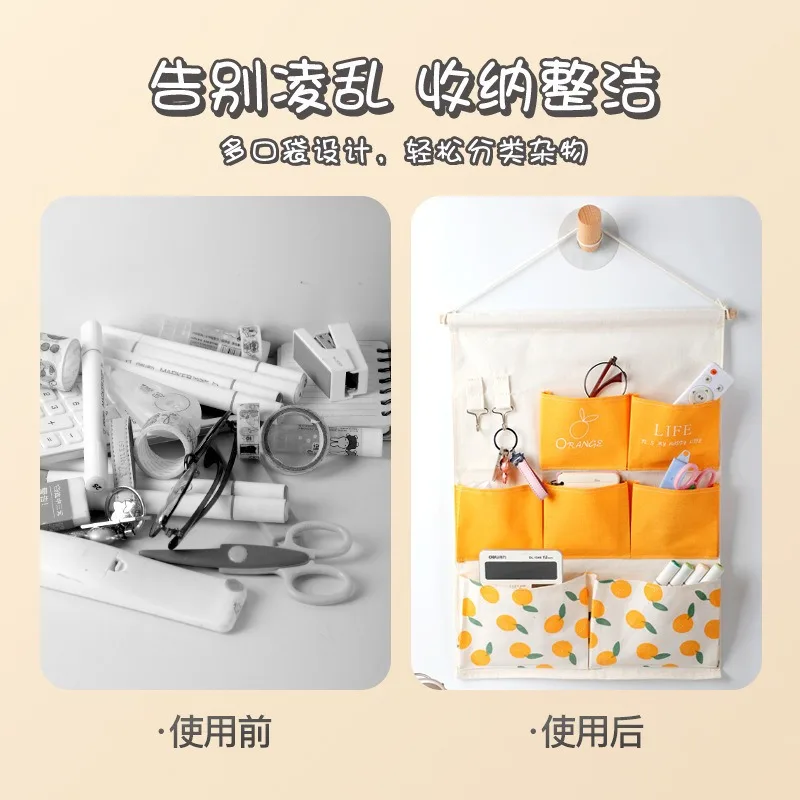 New Hanging Organizer Moisture-Proof Cotton Linen Storage Organizer Wall Mounted Storage Organizer Wall Hanging Storage Bag