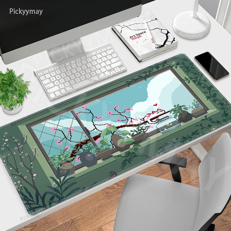 

Pixel Art Large Mouse Mat Gaming Mousepad Big Gamer Mousepads Rubber Keyboard Mats Desk Pad Green Scenery Mouse Pads