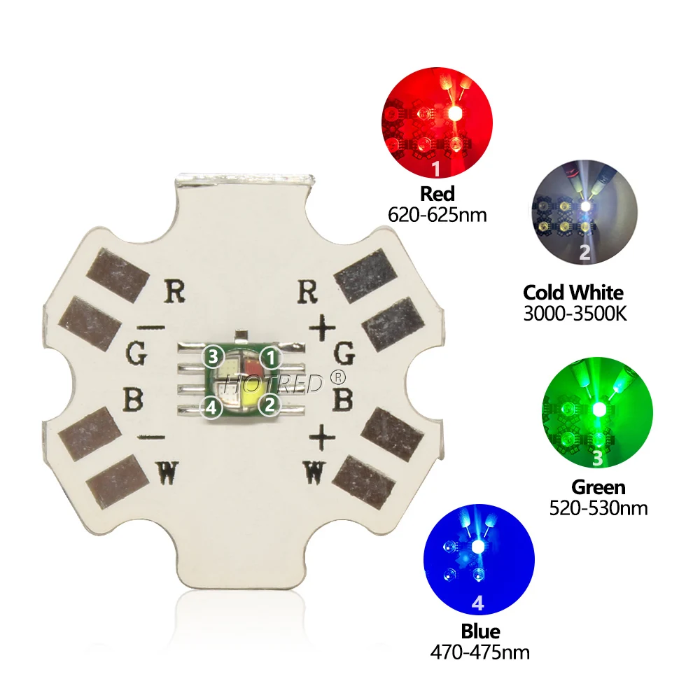 1pcs LED RGBW 4W High Power SMD3535 XPE SMD Ceramic Lamp beads 3535 Diode RGBWW Colorful For Flashlight Stage Light on 20mm PCB image 4